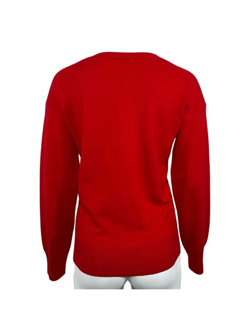 CARDIGAN DONNA SCOLLO A V ROSSO ESSENTIEL STUDIO | LMD021ROSSO